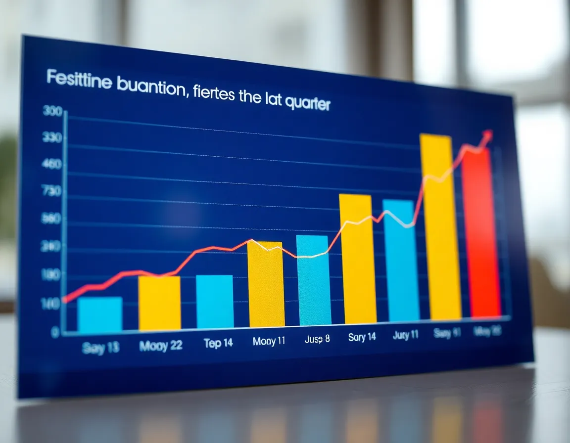 A detailed animated bar and line chart showing business growth metrics over the last quarter